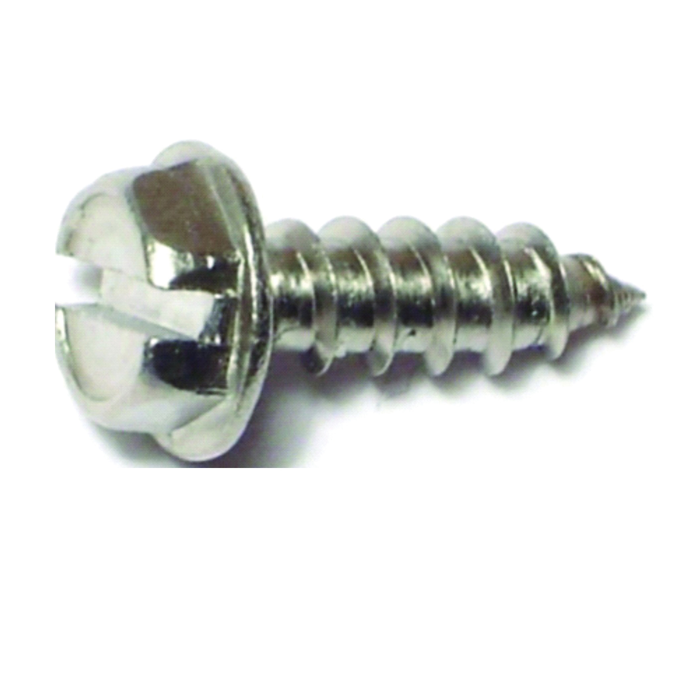 21224 Screw, #8 Thread, 1/2 in L, Hex, Slotted Drive, Steel, Zinc