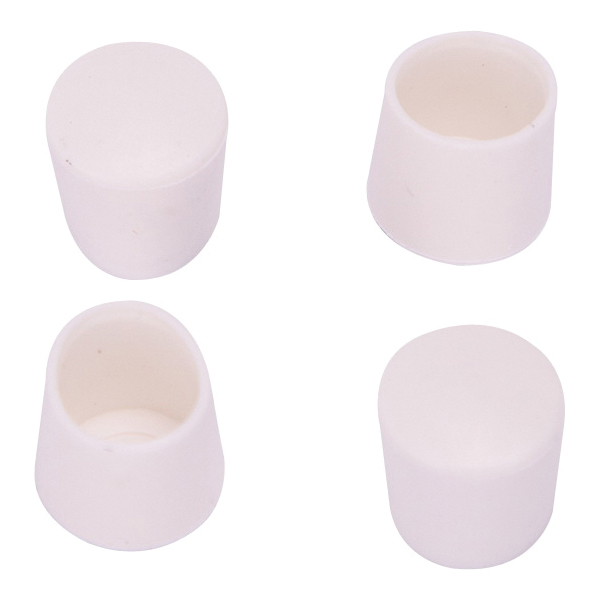 FE-50611-PS Furniture Leg Tip, Round, Plastic, White, 1/2 in Dia, 5/8 in H