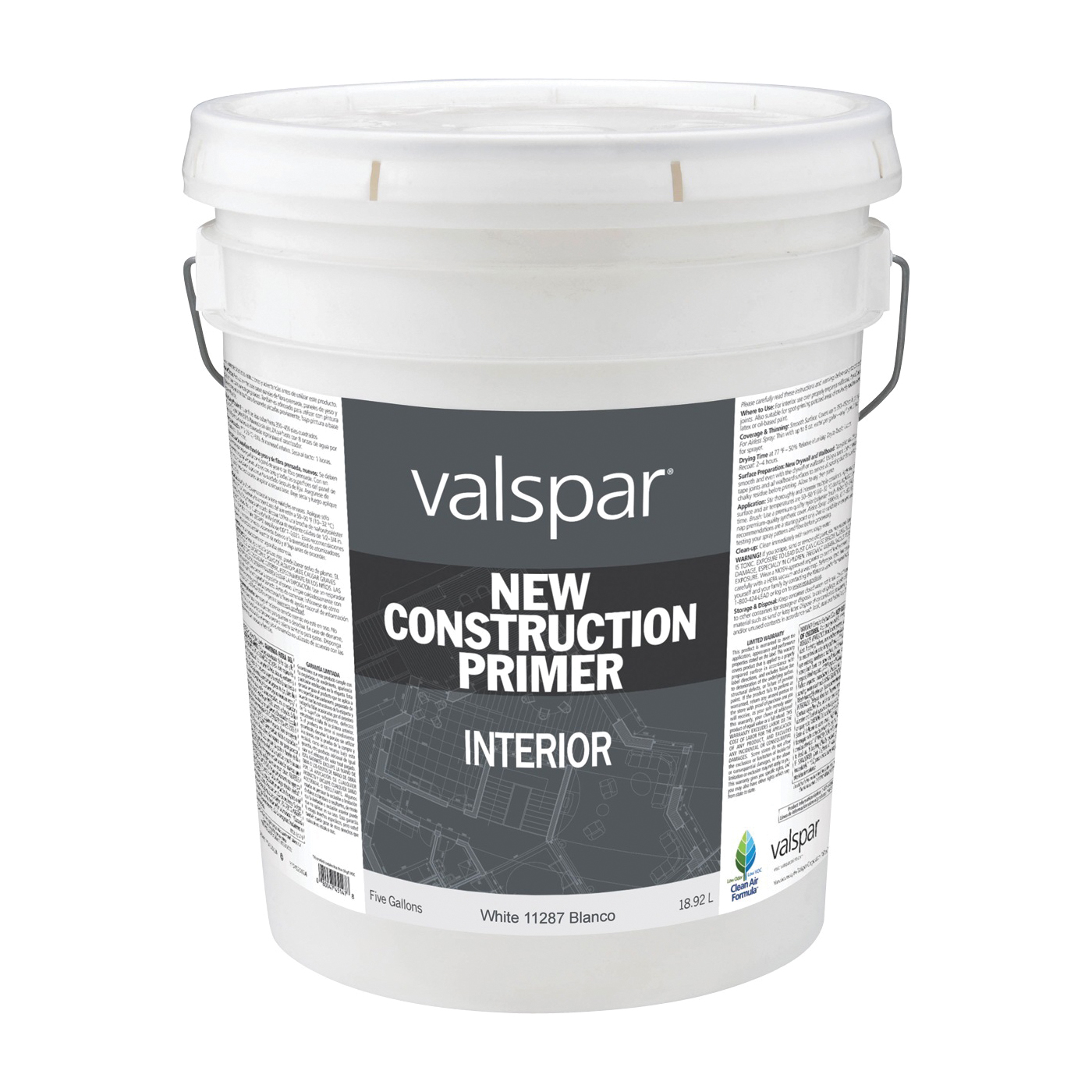045.0011287.008 New Construction Primer, White, 5 gal, Pail