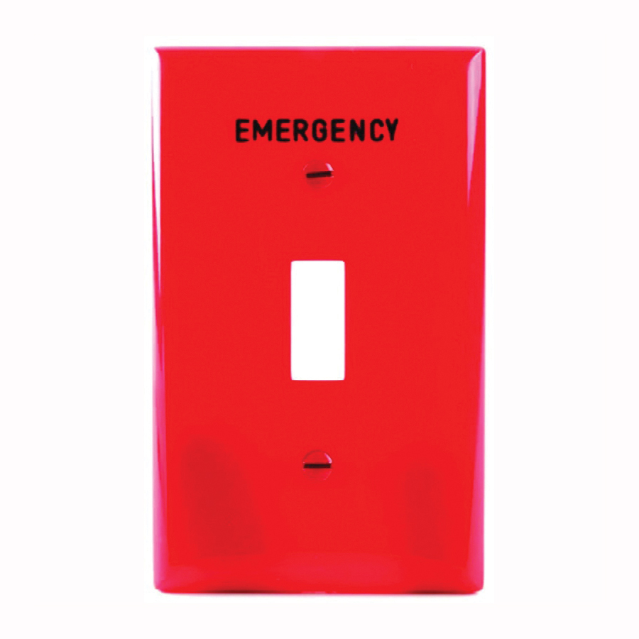 PJ1EMRD Wallplate, 3.14 in L, 4.89 in W, 1 -Gang, Polycarbonate, Red, High-Gloss