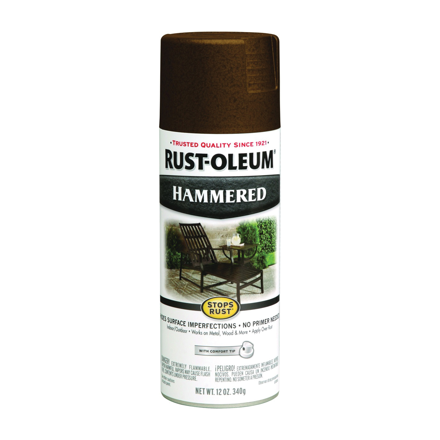 STOPS RUST 210880 Spray Paint, Hammered, Brown, 12 oz, Aerosol Can
