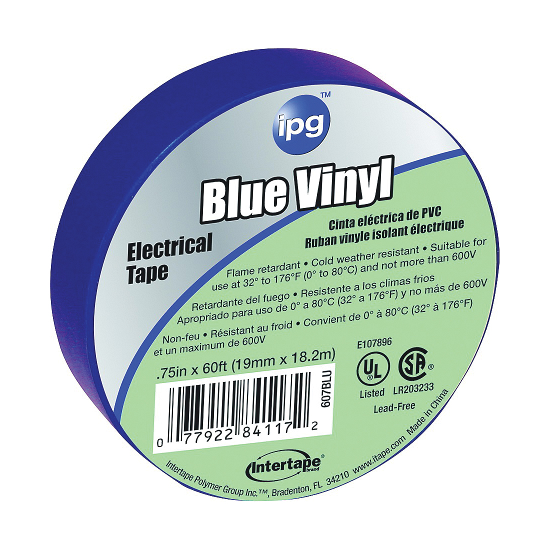 85831 Electrical Tape, 60 ft L, 3/4 in W, Blue