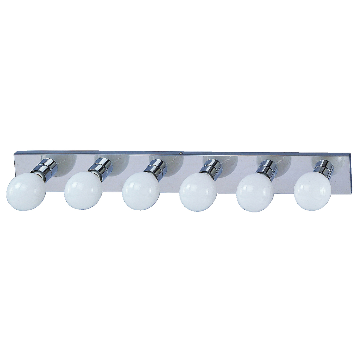 V5CH06 Vanity Bar Fixture, 100 W, 6-Lamp, G Lamp, Steel Fixture, Chrome Fixture, Chrome Fixture