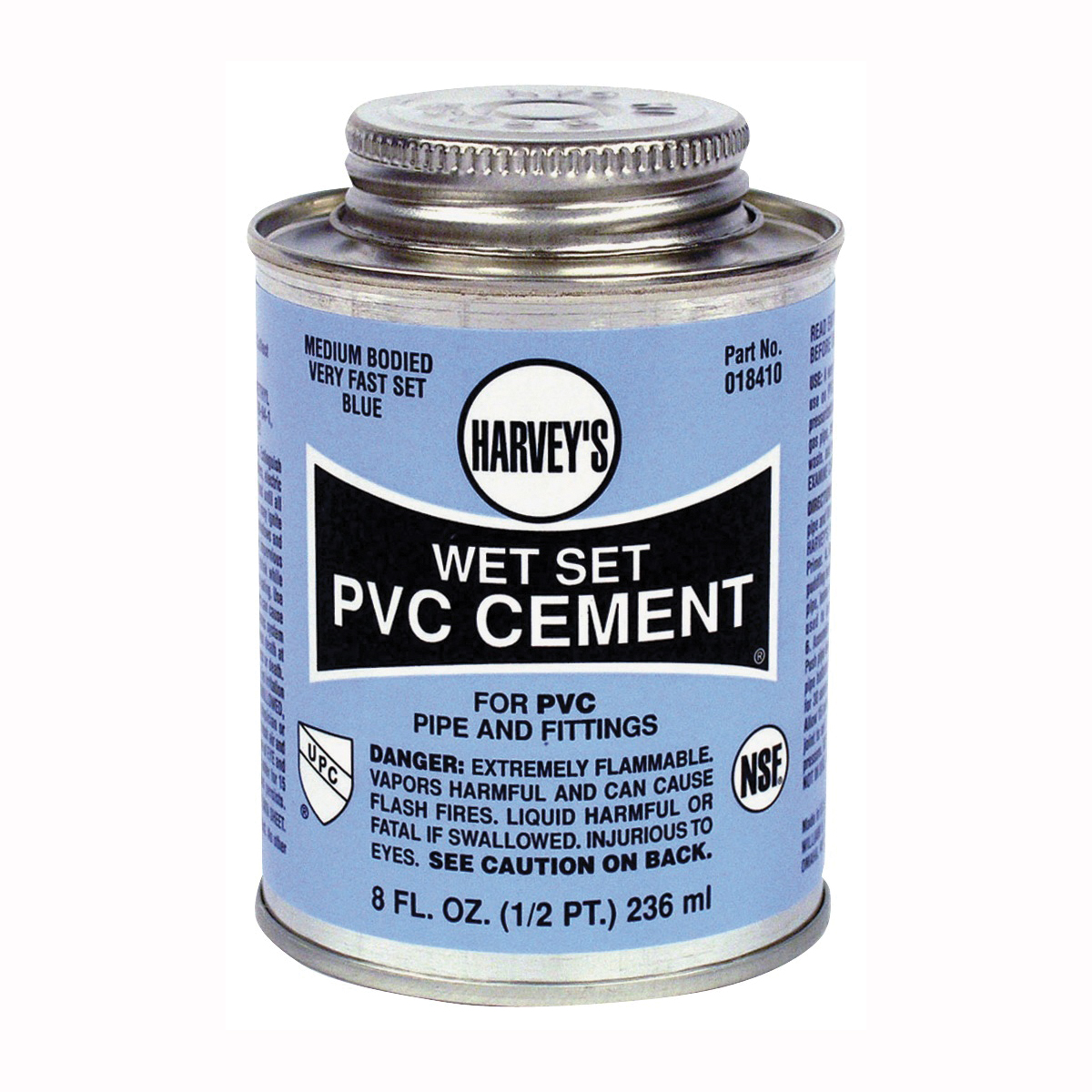 018410-24 Solvent Cement, 8 oz Can, Liquid, Blue