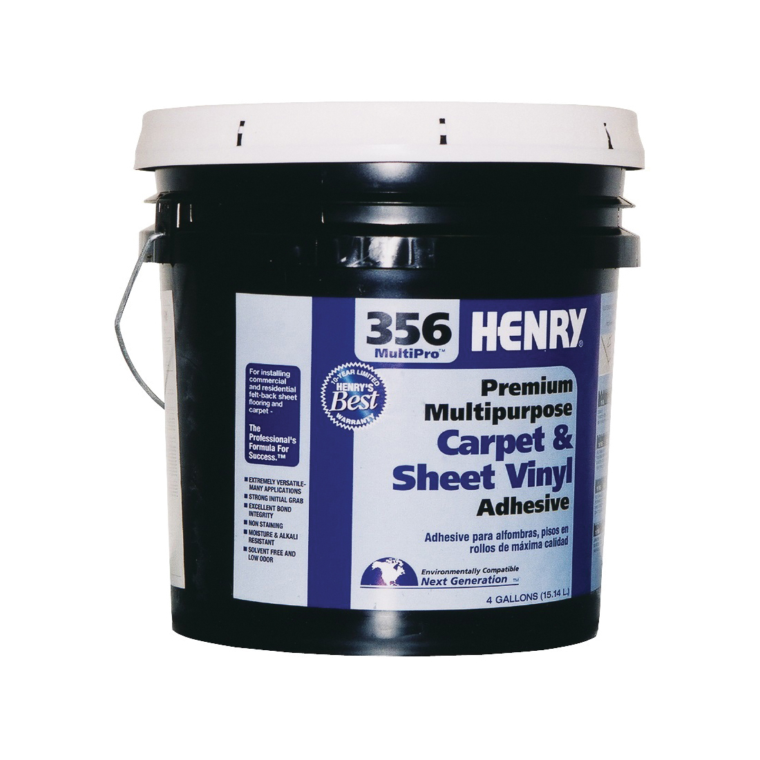 Henry 356C MultiPro 12075 Carpet and Sheet Adhesive, Pale Yellow, 4 gal Pail