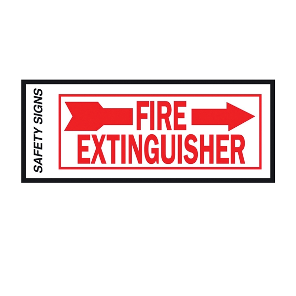 Hy-Ko FE-2R Safety Sign, Fire Extinguisher Right Arrow, Red Legend, Vinyl, 10 in W x 4 in H Dimensions