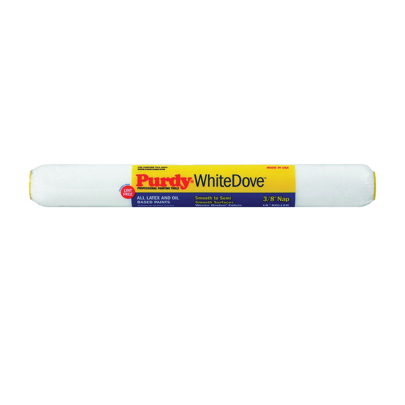 White Dove 14H670182 Paint Roller Cover, 3/8 in Thick Nap, 18 in L, Woven Dralon Fabric Cover