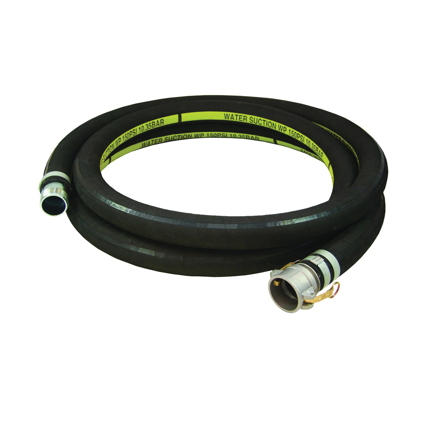 1210-2000-20-CN Water Suction Hose, 2 in ID, 20 ft L, Camlock Female x MNPT, EPDM Rubber