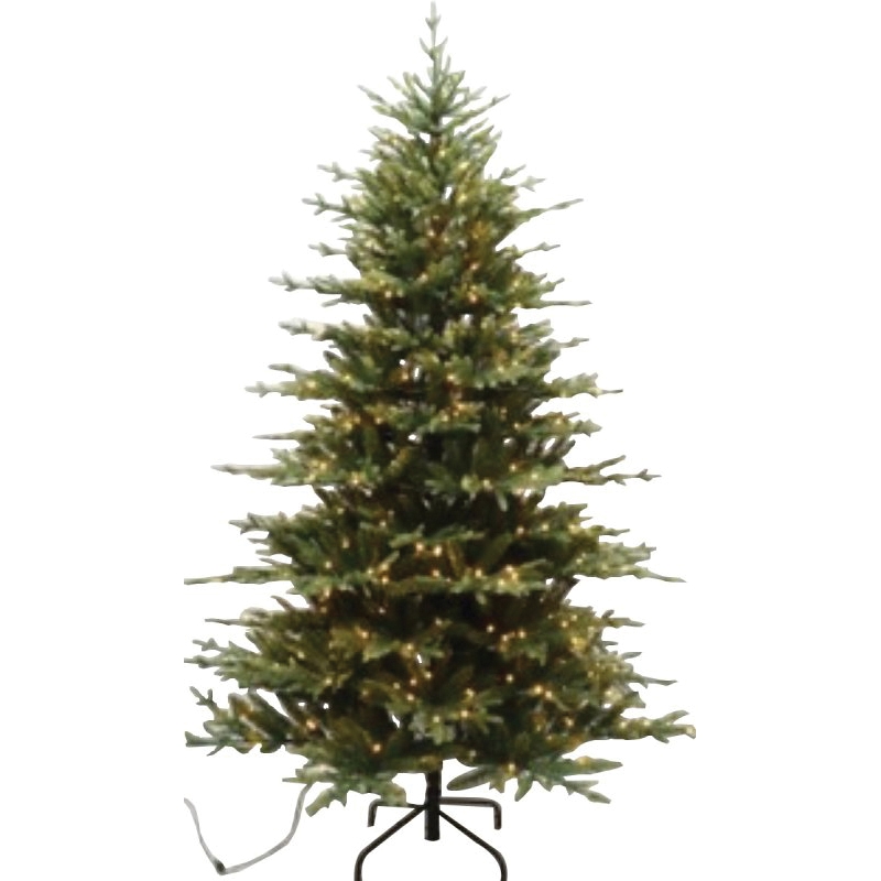 61994 Pre-Lit Cascade Noble Fir Tree, 9 ft H, Nobel Fir Family, Mini Bulb, Multi/Clear Light