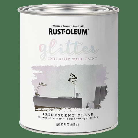 SPECIALTY 323860 Glitter Wall Paint, Flat, Matte, Iridescent Clear, 1 qt