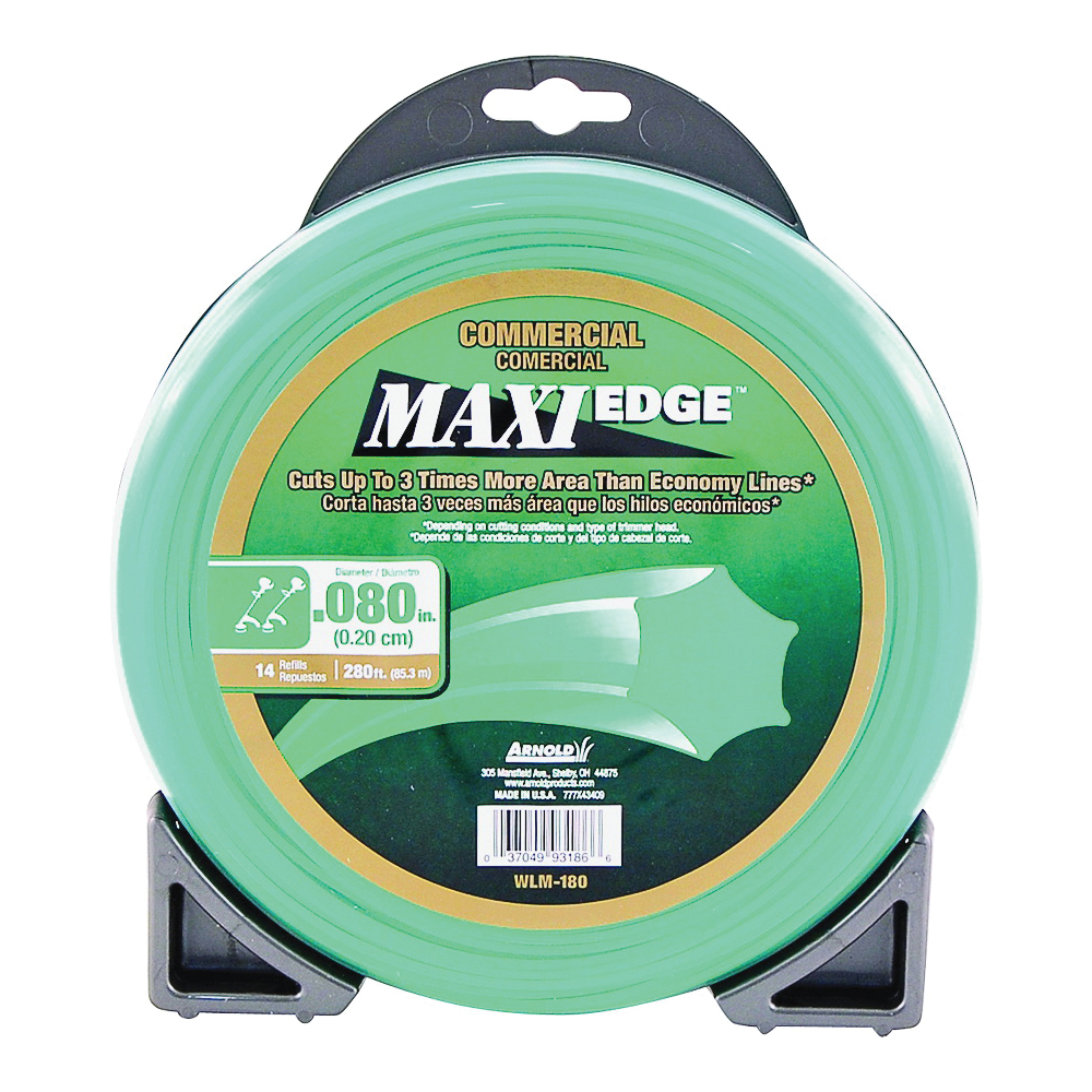 Maxi Edge WLM-180 Trimmer Line, 0.080 in Dia, 280 ft L, Polymer, Green