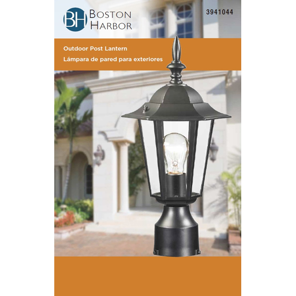 Boston Harbor AL8044-BK Post Lantern, 120 V, 60 W, A19 or CFL Lamp - 3