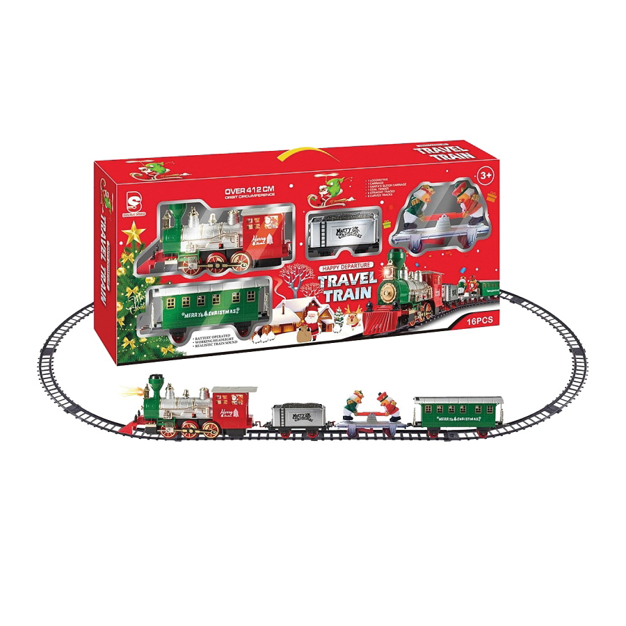 28701 Christmas Train, Battery Operated, 16 PC