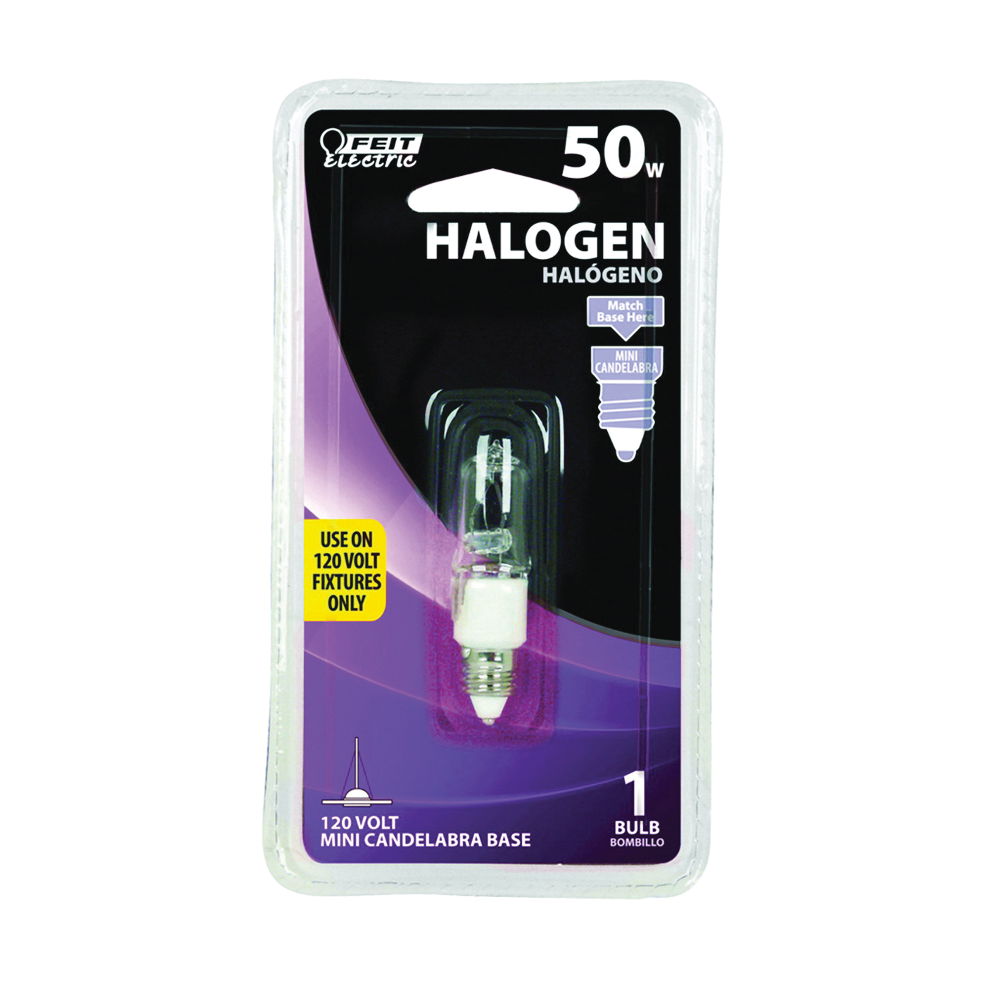 Feit Electric BPQ50/CL/MC Tubular Halogen Lamp, 50 W, T4,