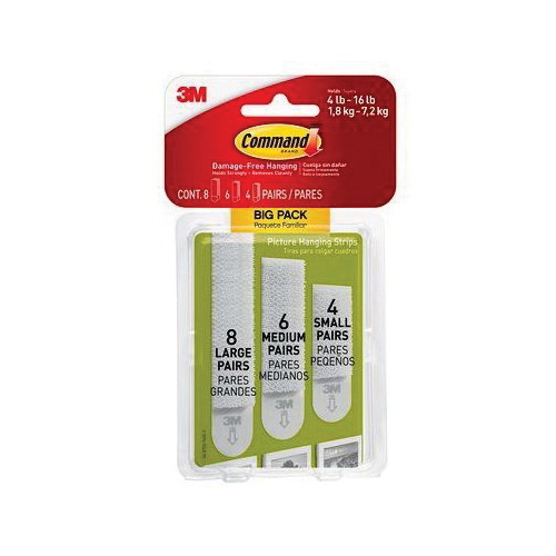 3M 17211-BPES Assorted Picture Hanging Strips, White