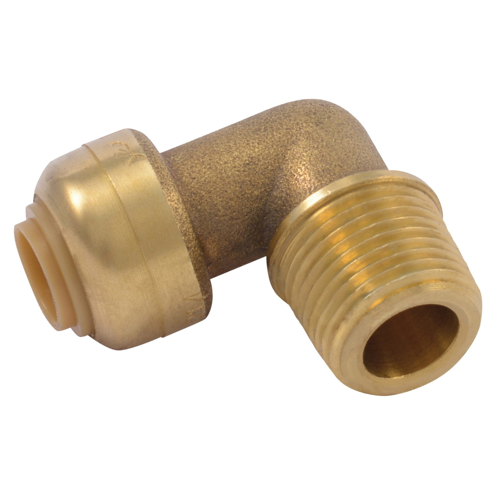 U276LFA Dishwasher Elbow, 1/4 x 3/8 in, Slip Joint x MNPT, Brass, Chrome/Natural Brass