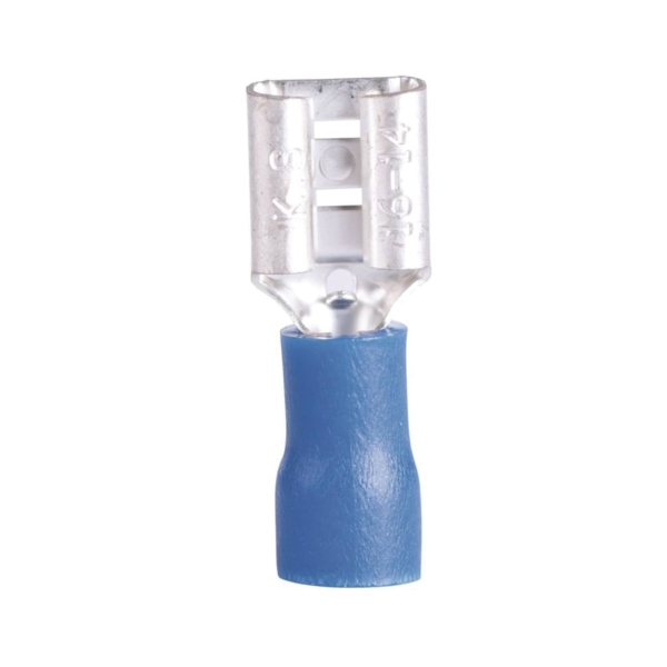 10-143F Disconnect Terminal, 600 V, 16 to 14 AWG Wire, 1/4 in Stud, Vinyl Insulation, Blue, 100/PK