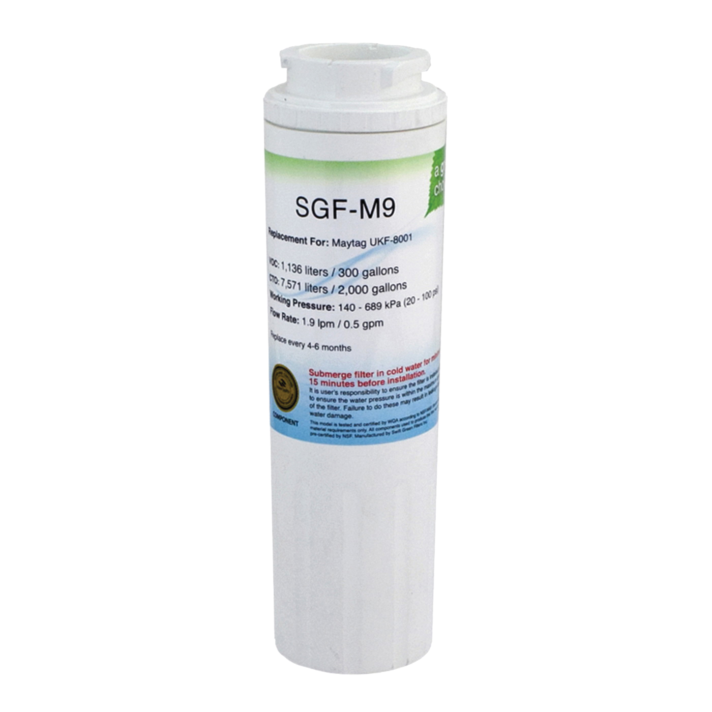 Swift Green Filters SGF-M9 Refrigerator Water Filter, 0.5 gpm, Coconut Shell Carbon Block Filter Media - 3