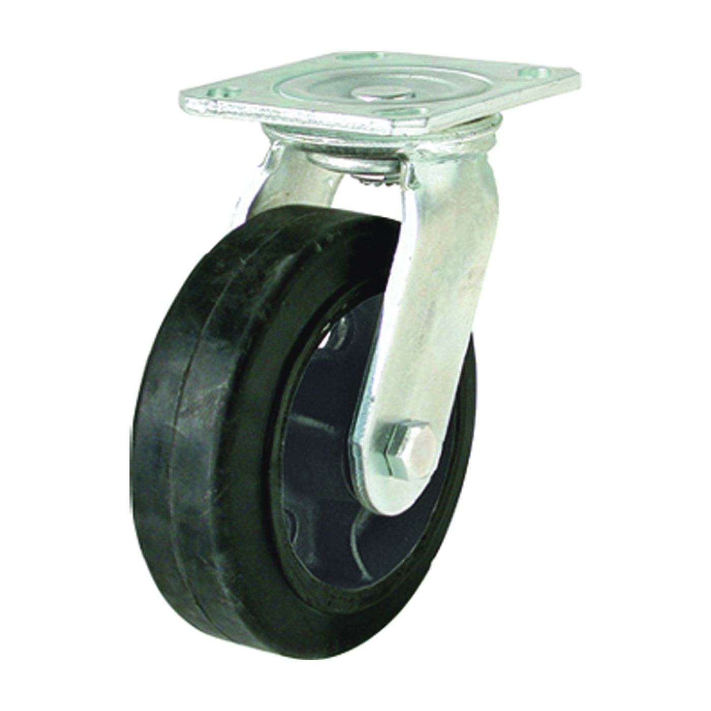 9493 Swivel Caster, 6 in Dia Wheel, 2 in W Wheel, Rubber Wheel, 410 lb