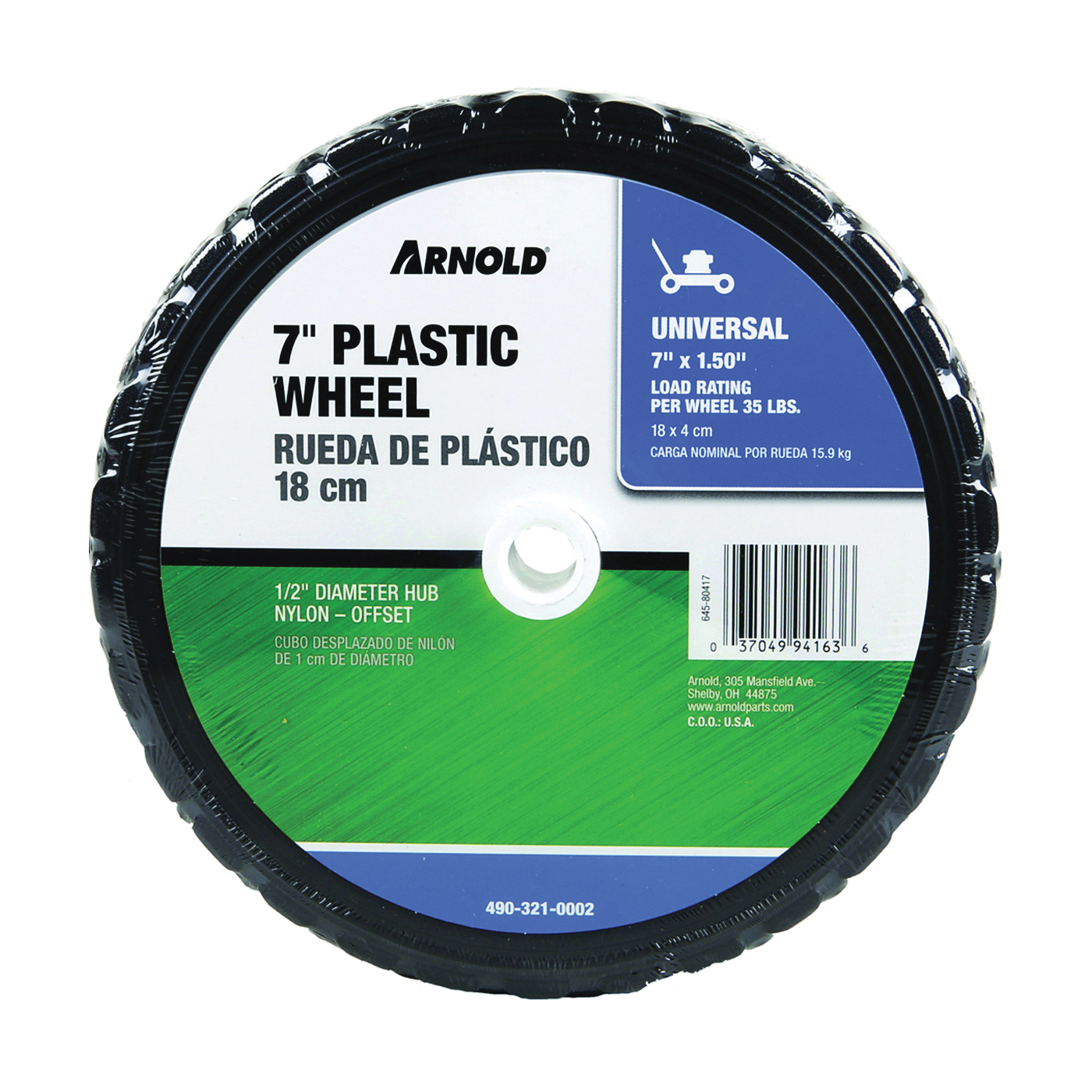 ARNOLD 490-321-0002 Tread Wheel, Plastic/Rubber - 1