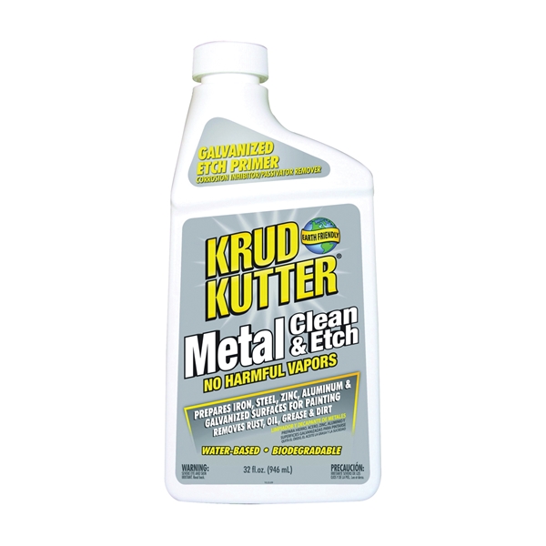 Krud Kutter ME326 Metal Clean and Etch, Liquid, Mild, Translucent Orange, 32 oz, Bottle