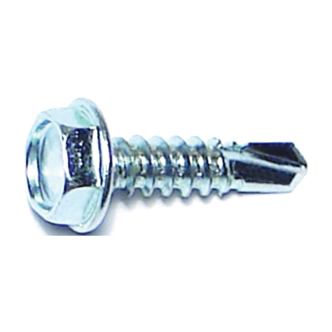 03289 Screw, #10 Thread, 3/4 in L, Coarse Thread, Hex Drive, Self-Drilling Point, Steel, Zinc, 100 PK
