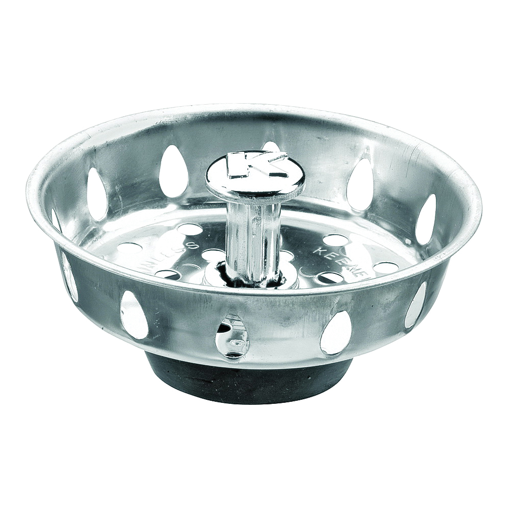 PP820-25 Basket Strainer with Adjustable Post, 3.3 in Dia, Stainless Steel, For: Most Kitchen Sink Drains