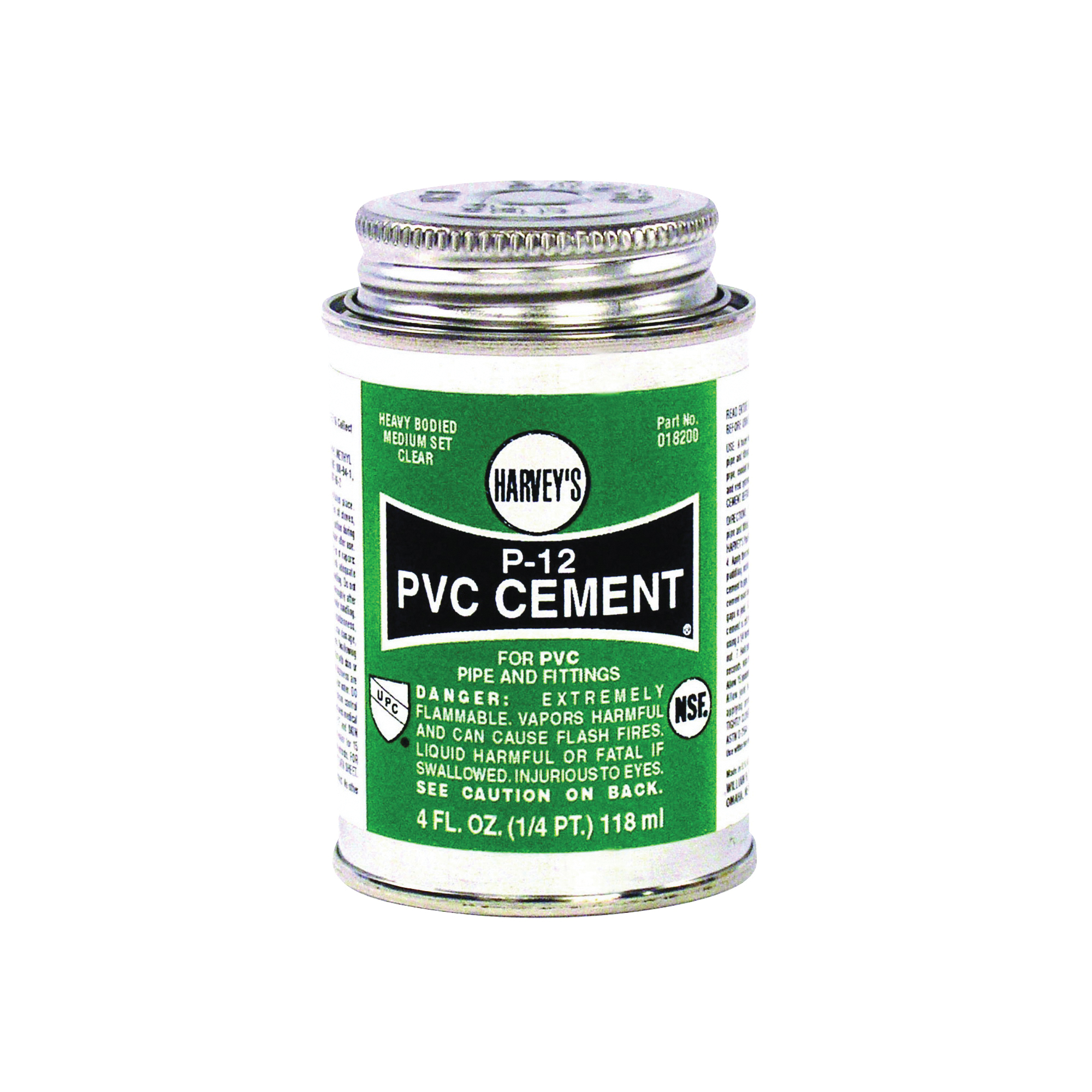 018200-24 Solvent Cement, 4 oz Can, Liquid, Clear
