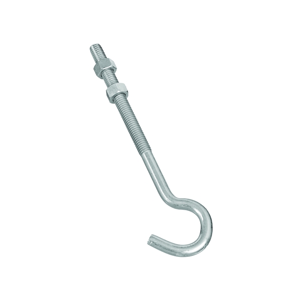 National Hardware 2162BC Series N221-697 Hook Bolt, 3/8 in Thread, 7 in L, Steel, Zinc, 135 lb Working Load - 1
