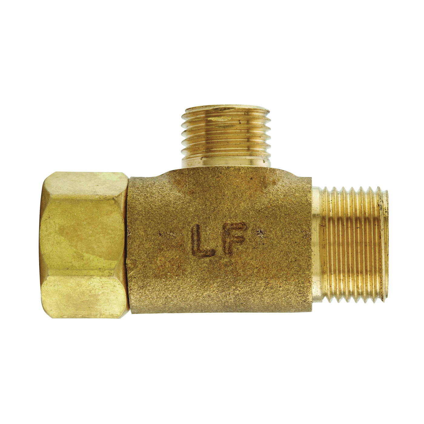 PP2037LF Tee Adapter, 3/8 x 3/8 x 1/4 in, Female x Tube x Tube, Brass, Rough Brass