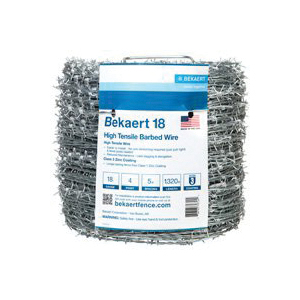 206165 Barbed Wire, 1320 ft L, 18 Gauge, Round Barb, 5 in Points Spacing