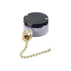 GB GSW-33 Pull Chain Switch, 1-Pole, 125 VAC, 6 A, Brass - 1