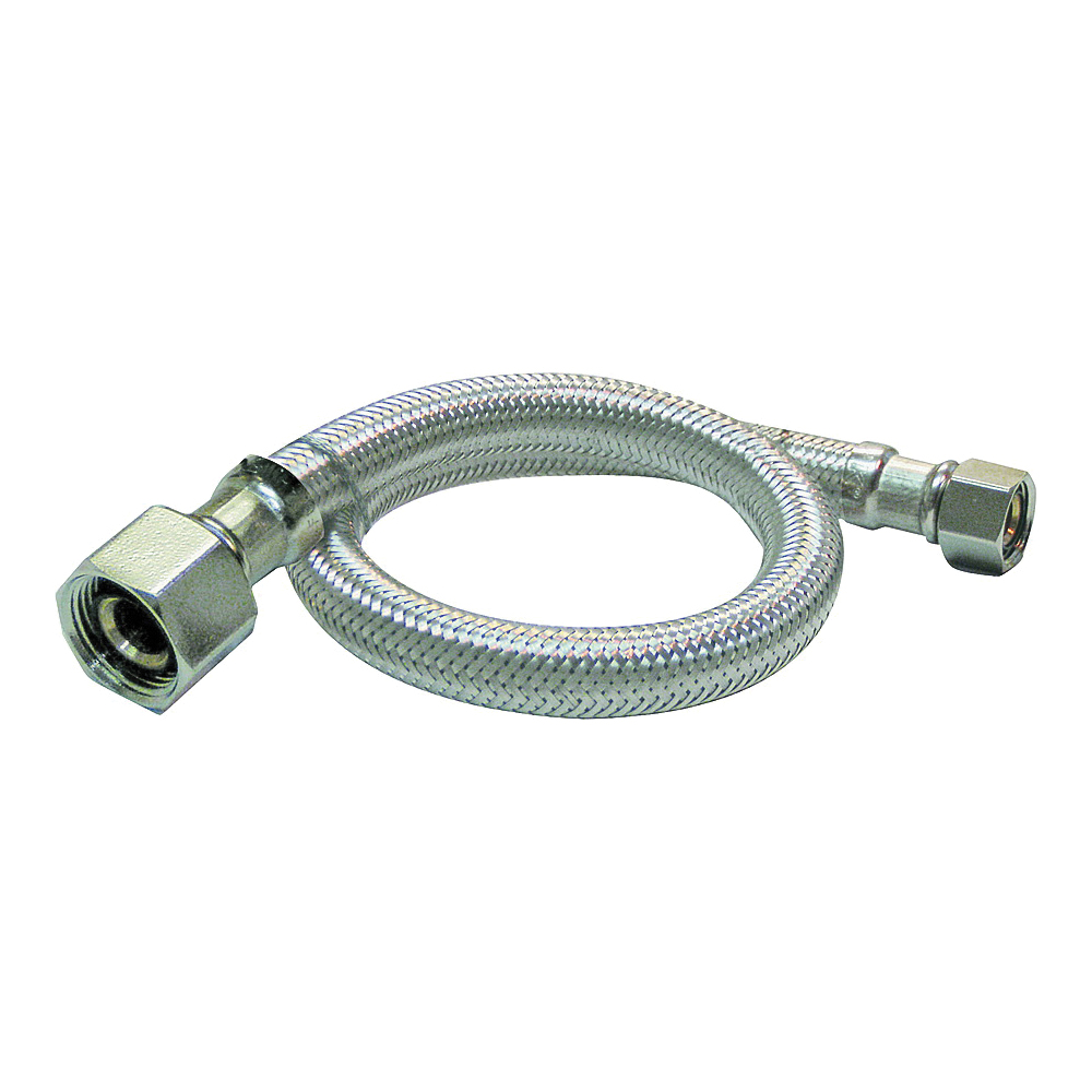 EZ Series PP23801LF Sink Supply Tube, 3/8 in Inlet, Compression Inlet, 1/2 in Outlet, FIP Outlet, 12 in L