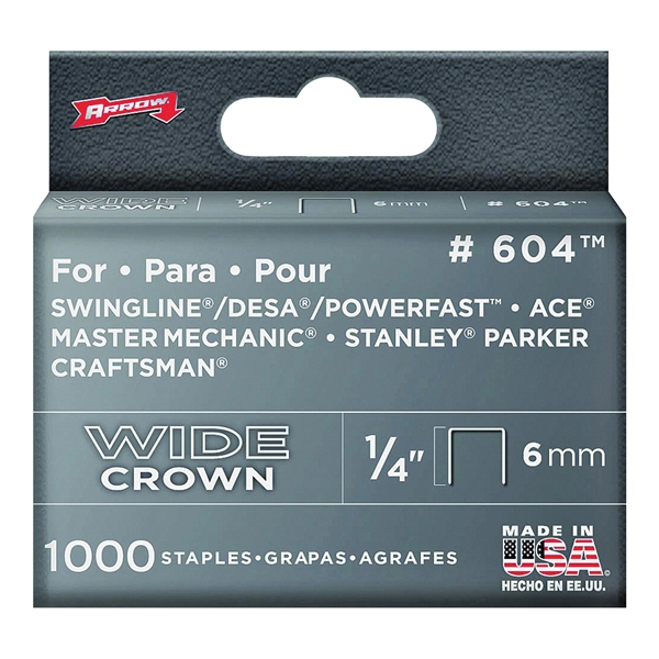 Arrow 600 Series 60430 Staple, 1/2 in W Crown, 1/4 in L Leg