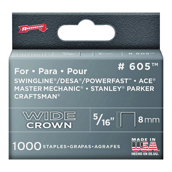 Arrow 600 Series 60530 Staple, 1/2 in W Crown, 5/16 in L Leg