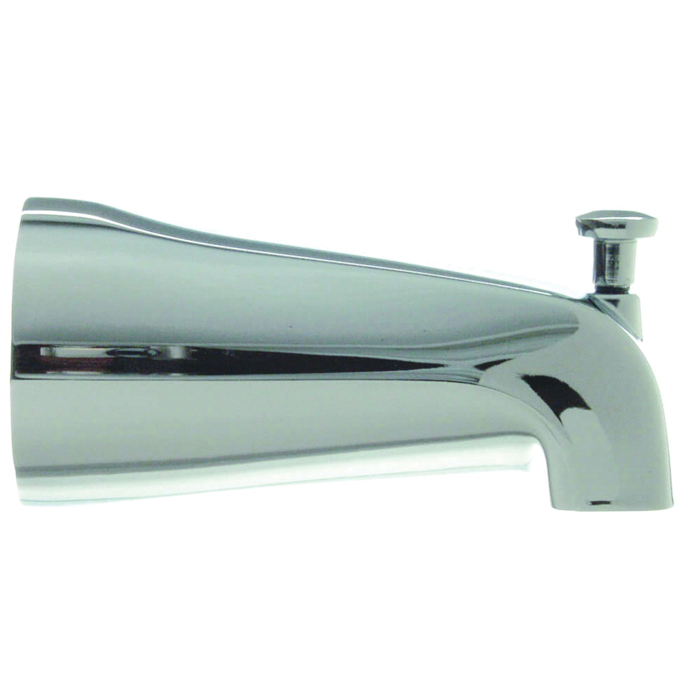 88434 Tub Spout with Diverter, 2-1/2 in L, 1/2 in Connection, Slip-Joint, Metal, Chrome Plated