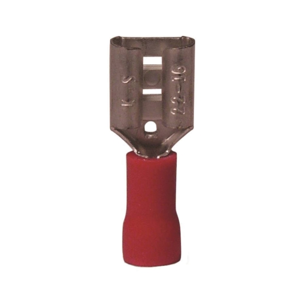 20-141F Disconnect Terminal, 600 V, 22 to 16 AWG Wire, 1/4 in Stud, Vinyl Insulation, Red