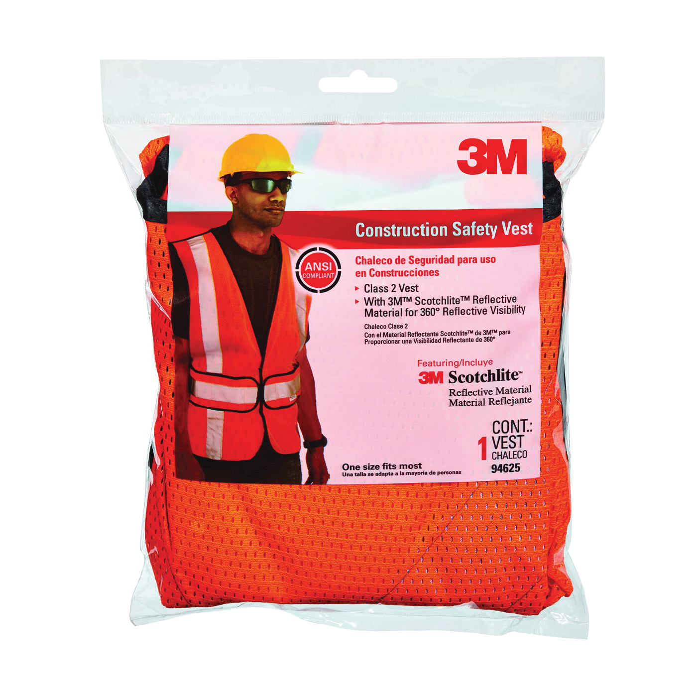 TEKK Protection 94625-80030T Reflective Safety Vest, One-Size, Fabric, Fluorescent Orange