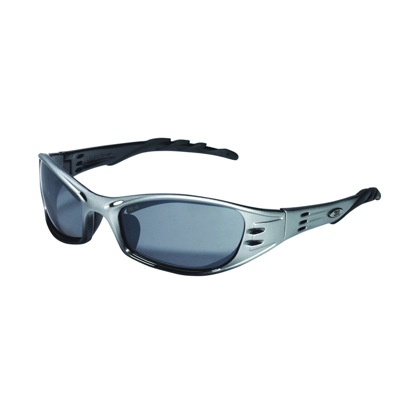 3M TEKK Protection 92224-80025 Sport-Inspired Safety Eyewear, Anti-Scratch Lens, Dual Lens Frame, Black/Silver Frame