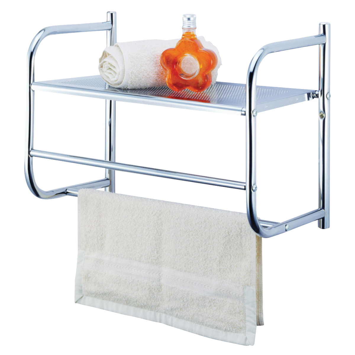 BR32-CH Bathroom Rack, 11 lb Each shelf, 6.6 lb Each Towel Rack Max Weight Capacity, 1-Shelf, Metal