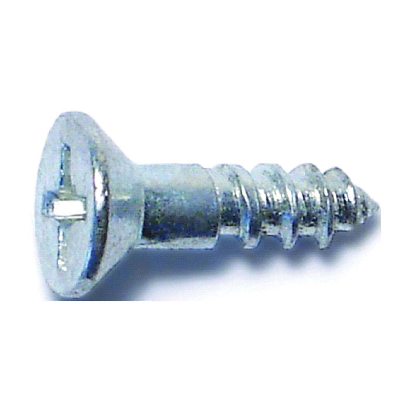 02533 Screw, #6 Thread, 1/2 in L, Coarse Thread, Flat Head, Phillips Drive, Sharp Point, Steel, Zinc