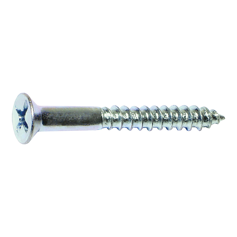 02554 Screw, #8 Thread, 3/4 in L, Coarse Thread, Flat Head, Phillips Drive, Sharp Point, Steel, Zinc