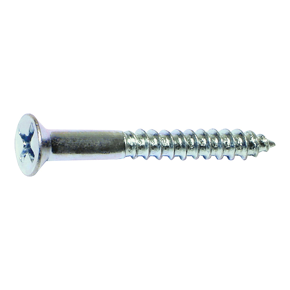 02560 Screw, #8 Thread, 2 in L, Coarse Thread, Flat Head, Phillips Drive, Sharp Point, Steel, Zinc