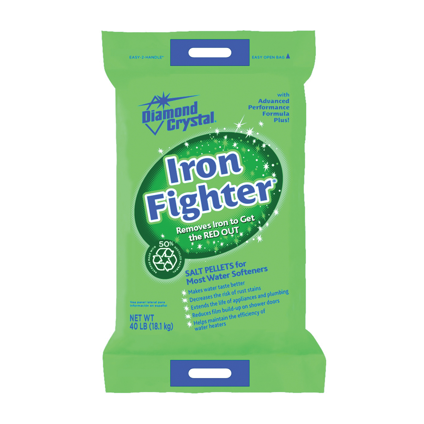 Iron Fighter 100012408 Salt Pellets, 40 lb Bag, Crystalline Solid, Halogen