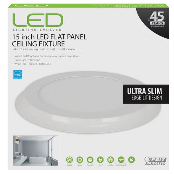 Feit Electric 74021 LED Ceiling Fixture, 120 V, 22 W, LED Lamp, 1550 Lumens, 3000 K Color Temp, White Fixture - 2