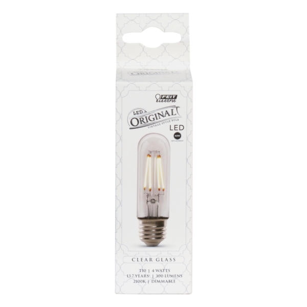 Feit Electric T10/CL/VG/LED LED Bulb, Decorative, T10 Lamp, 40 W Equivalent, E26 Lamp Base, Dimmable, Clear - 2