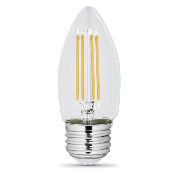 BPETC40/927CA/FIL LED Bulb, Specialty, Torpedo Tip Lamp, 40 W Equivalent, E26 Lamp Base, Dimmable, Clear