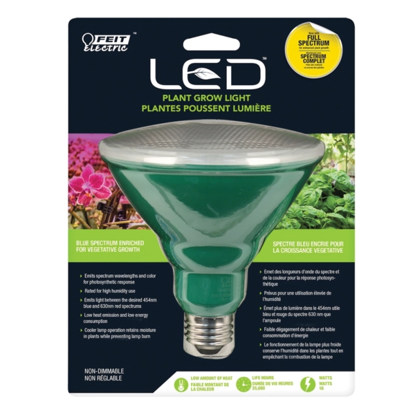 Feit Electric PAR38/GROW/LED Grow Light, 0.15 A, 120 V, LED Lamp, 3500 K Color Temp, Green - 2