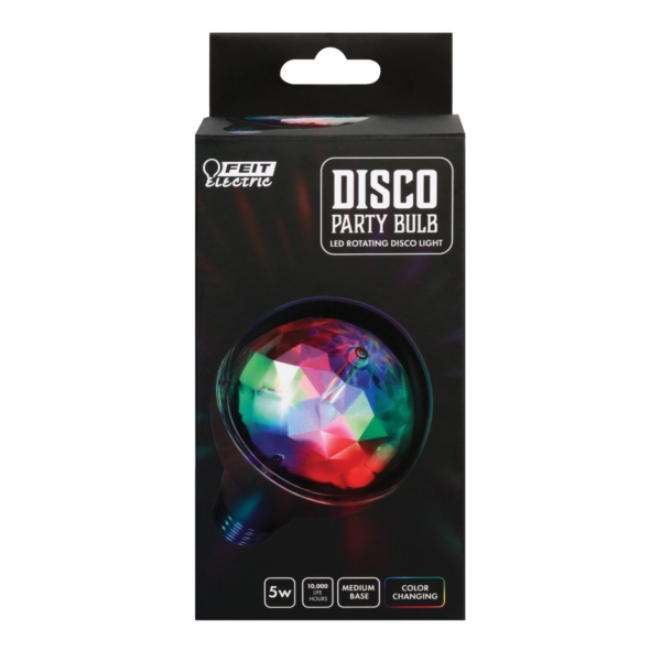 Feit Electric DISCO1/LED LED Disco Bulb, Specialty, A25 Lamp, 40 W Equivalent, E26 Lamp Base, White