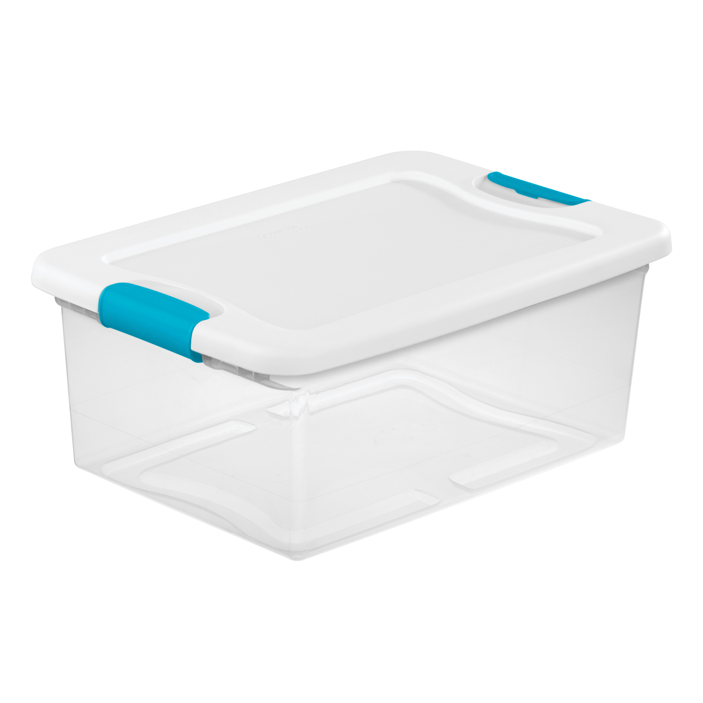 14948012 Latching Box, Plastic, Clear/White, 16-1/4 in L, 11-1/4 in W, 6-3/4 in H